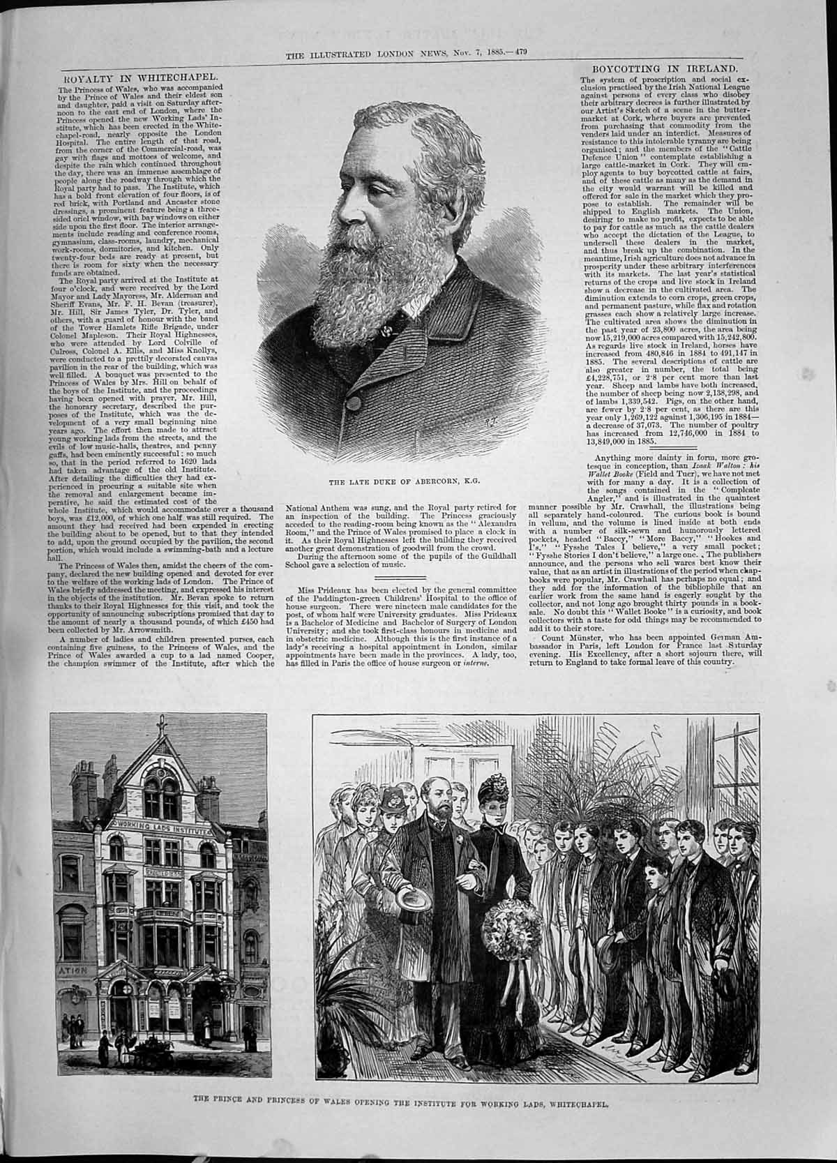 Old 1885 Duke Abercorn Prince Wales Institute Working Lads Whitechape Victorian