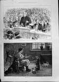 Antique Print 1885 Puppy Dog Free Education Election John Bright Birmingham