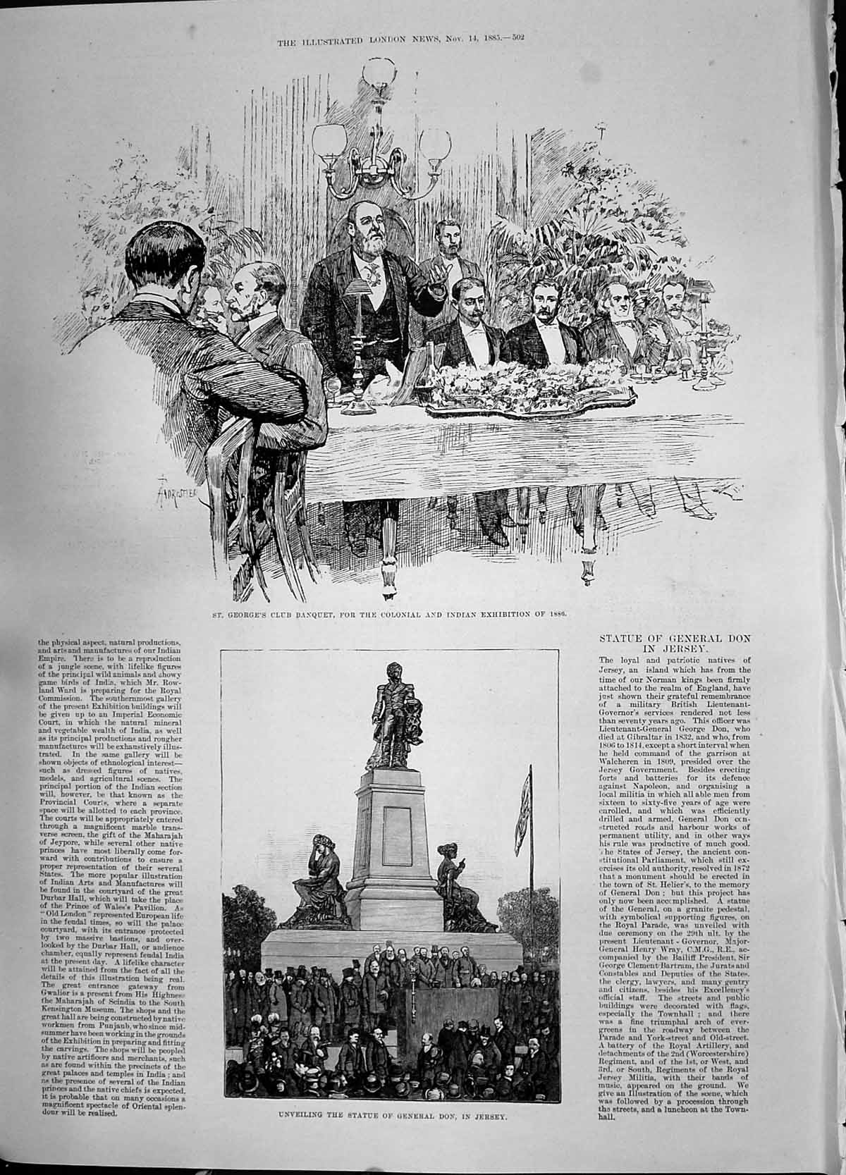 Old 1885 Unveiling Statue General Don Jersey George'S Banquet Indian Victorian
