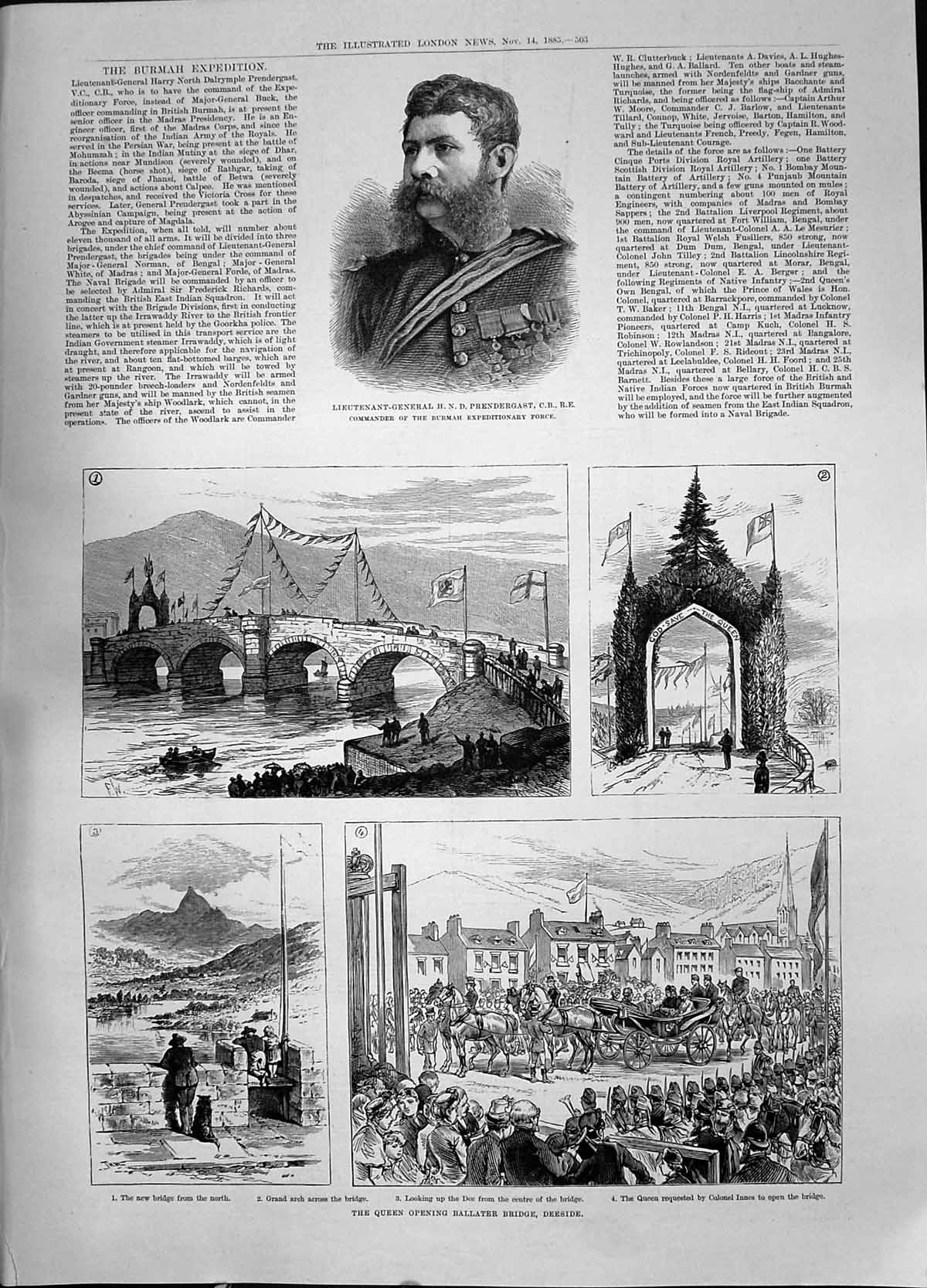 Old 1885 Queen Ballater Bridge Deeside General Prendergast Burmah War Victorian