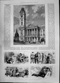 Antique Print 1885 Musuem Art Gallery Birmingham Electioneering Polling Day