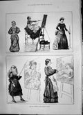 Antique Old Print 1885 Lady Art Students National Gallery Paintings Artists