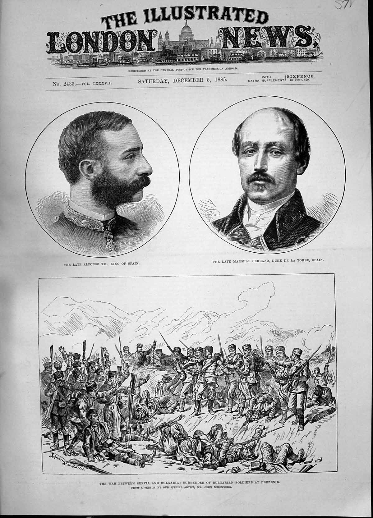 Old 1885 Alfonso King Spain Marshal Serrano Duke Torre War Servia Bul Victorian