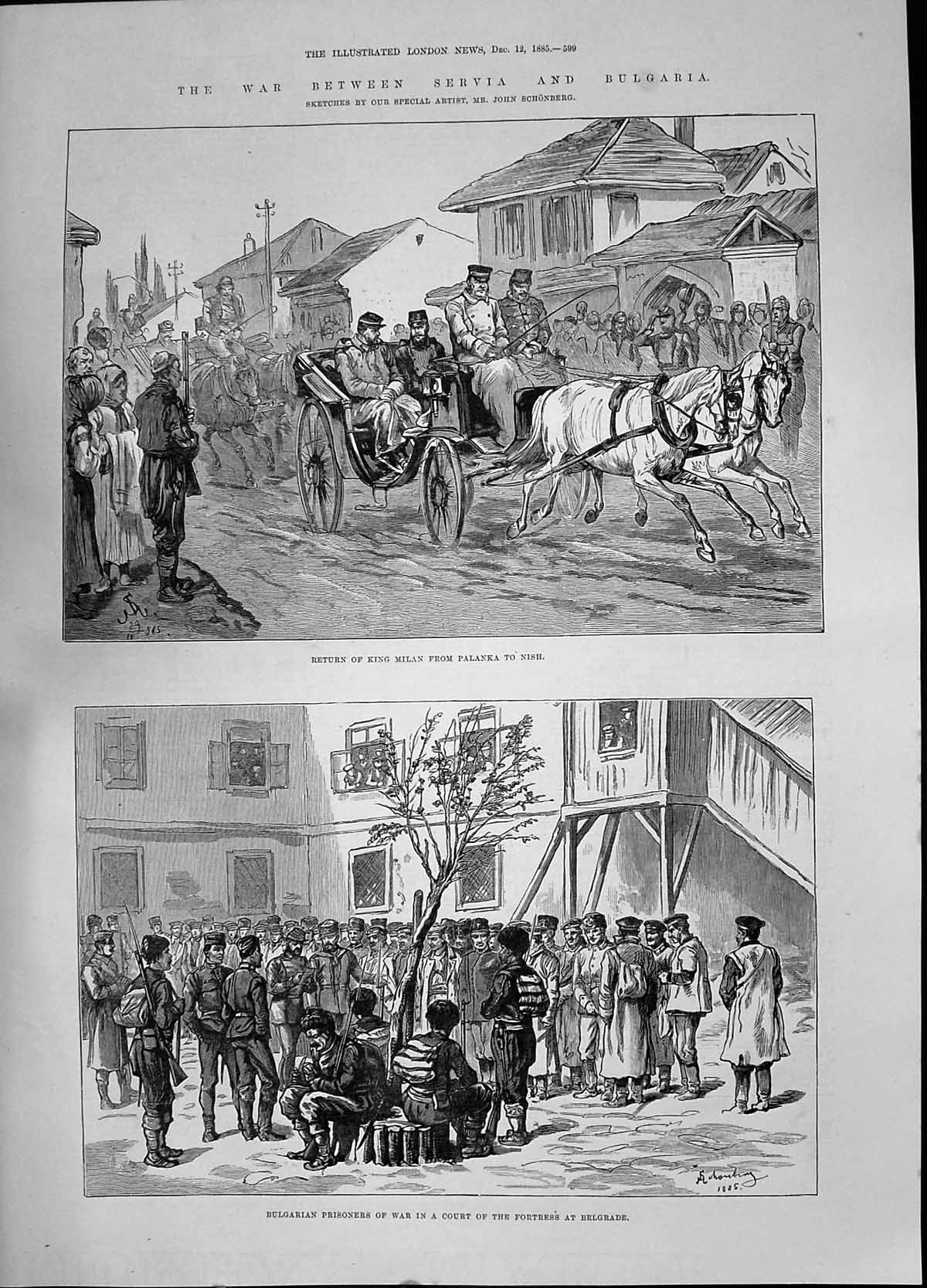 Old 1885 War Servia Bulgaria King Milan Nish Prisoners Fort Belgrade Victorian