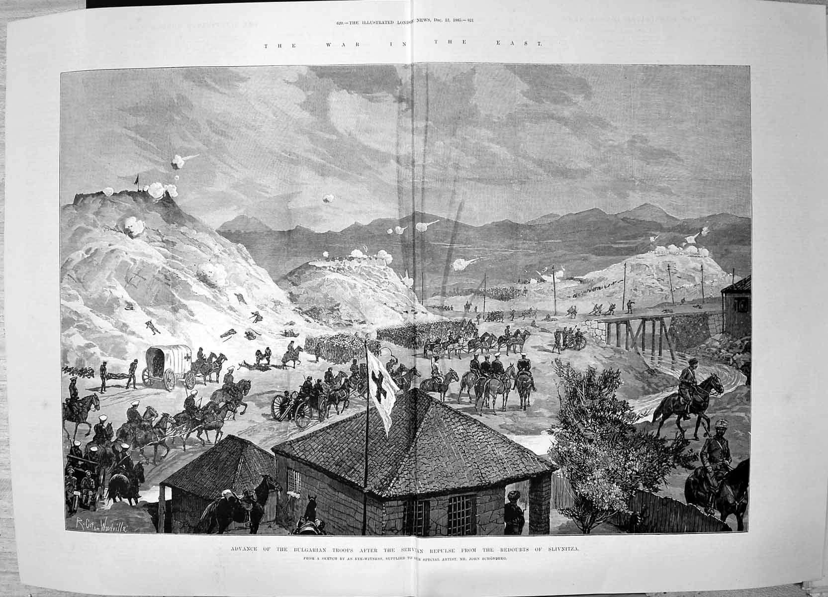 Old 1885 War Advance Bulgarian Troops Servian Repulse Redoubts Slivni 19th