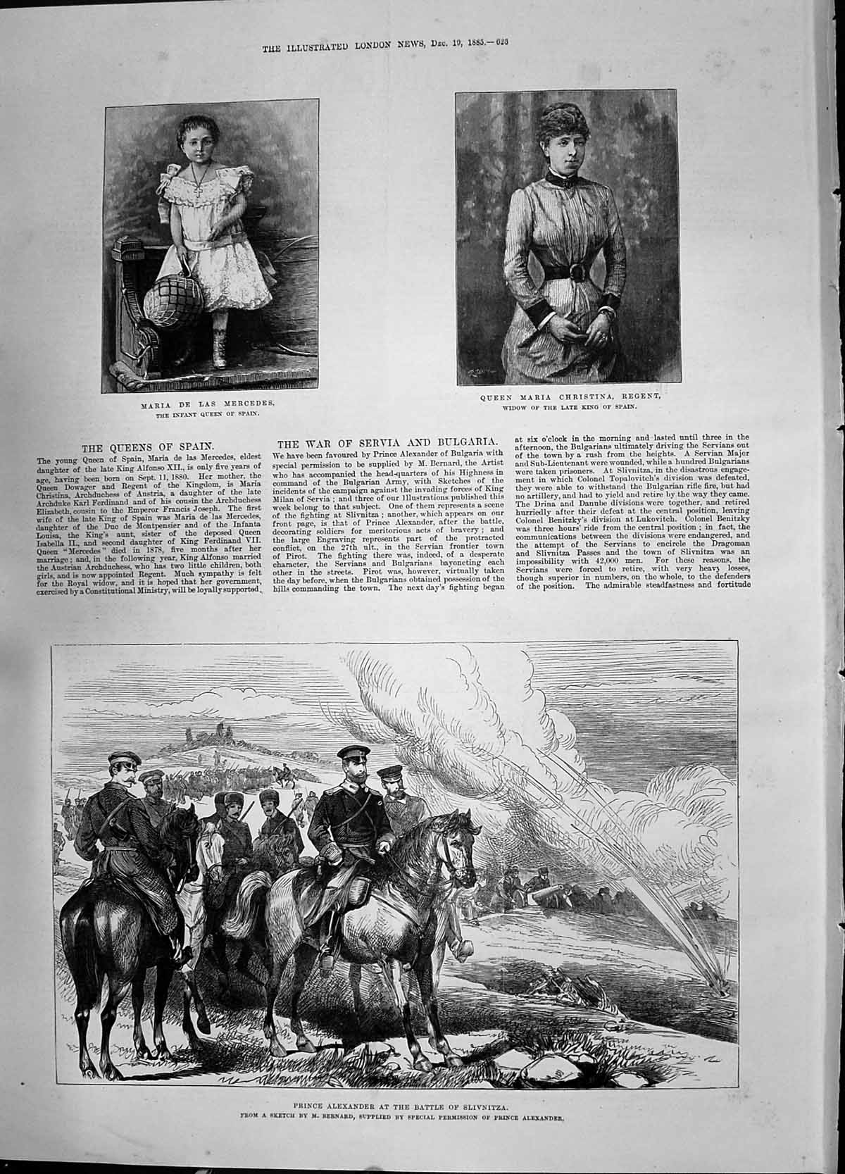Old 1885 Prince Alexander Battle Slivnitza Maria Mercedes Queen Chris Victorian