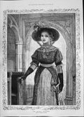 Antique Print 1885 Portrait Squire'S Daughter Beautiful Girl Church Walker 19th
