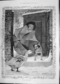 Antique Print 1885 No Admittance Child Umbrella House Gate Dog Goose Davis 19th