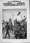 Antique Print 1885 War Bulgarian Siers Crossing Servian Frontier Woodville 19th