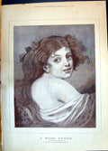 Old Antique Print 1885 Portrait Beautiful Wood Nymph Jean Baptiste Greuze 19th