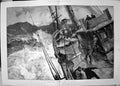 Antique Old Print 1885 Snorter Bay Biscay Fishing Boat Stormy Sea Overend 19th