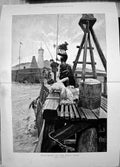 Antique Print 1885 Bass Fishing Angling South Coast England Pier Woodville