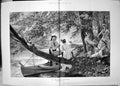 Old Antique Print 1885 River Picnic Romance Boat Trees Nature Woodville 19th
