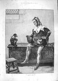 Original Old Antique Print 1886 Like Master Man Jester Costume Monkey Fine Art
