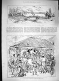 Old Antique Print 1886 War Servia Bulgaria Stores Pirot Min-Gyan Burmese 19th