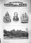 Old Antique Print 1886 Burmah Bernard King Theebaw Arms Palace Mandalay 19th