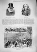 Original Old Antique Print 1886 Snow Tram London Samuel Birch Archbishop 19th