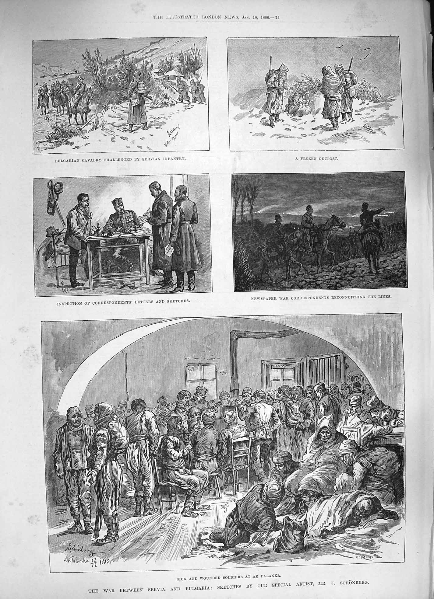 Original Old Antique Print 1886 War Servia Bulgaria Siers Palanka Plo Victorian
