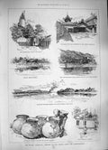 Old Antique Print 1886 Burmah Maloon Palace Mandalay King Theebaw Gallows 19th