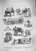 Old Antique Print 1886 Camp Exercise Delhi India Elephant Camel Bangy Man 19th