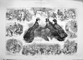 Original Old Antique Print 1886 Ice Skating March Winter Sport Amusements 19th