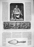 Original Old Antique Print 1886 Memorial Street Architect Trowel Queen Medicine