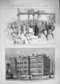 Old Antique Print 1886 Queen Savoy Medical Hall Medicine Surgery Thames 19th