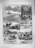 Old Antique Print 1886 Mugger Hunting Ana-Sagar Lake Ajmere India Shoot 19th