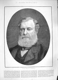 Original Old Antique Print 1886 Portrait Forster Member Parliament Victorian