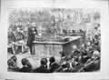 Original Old Antique Print 1886 House Commons Debate Government Ireland Budget