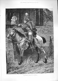 Original Old Antique Print 1886 Reconnoitring Sier Horse Lady Romance Fine Art
