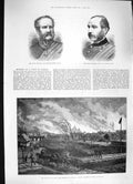 Old Antique Print 1886 Fire Stry Lemberg Galicia General Chute Sir White 19th