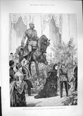 Old Antique Print 1886 Colonial Indian Exhibition South Kensington Queen 19th