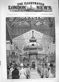 Original Old Antique Print 1886 Queen Liverpool Exhibition Dais Central Gallery