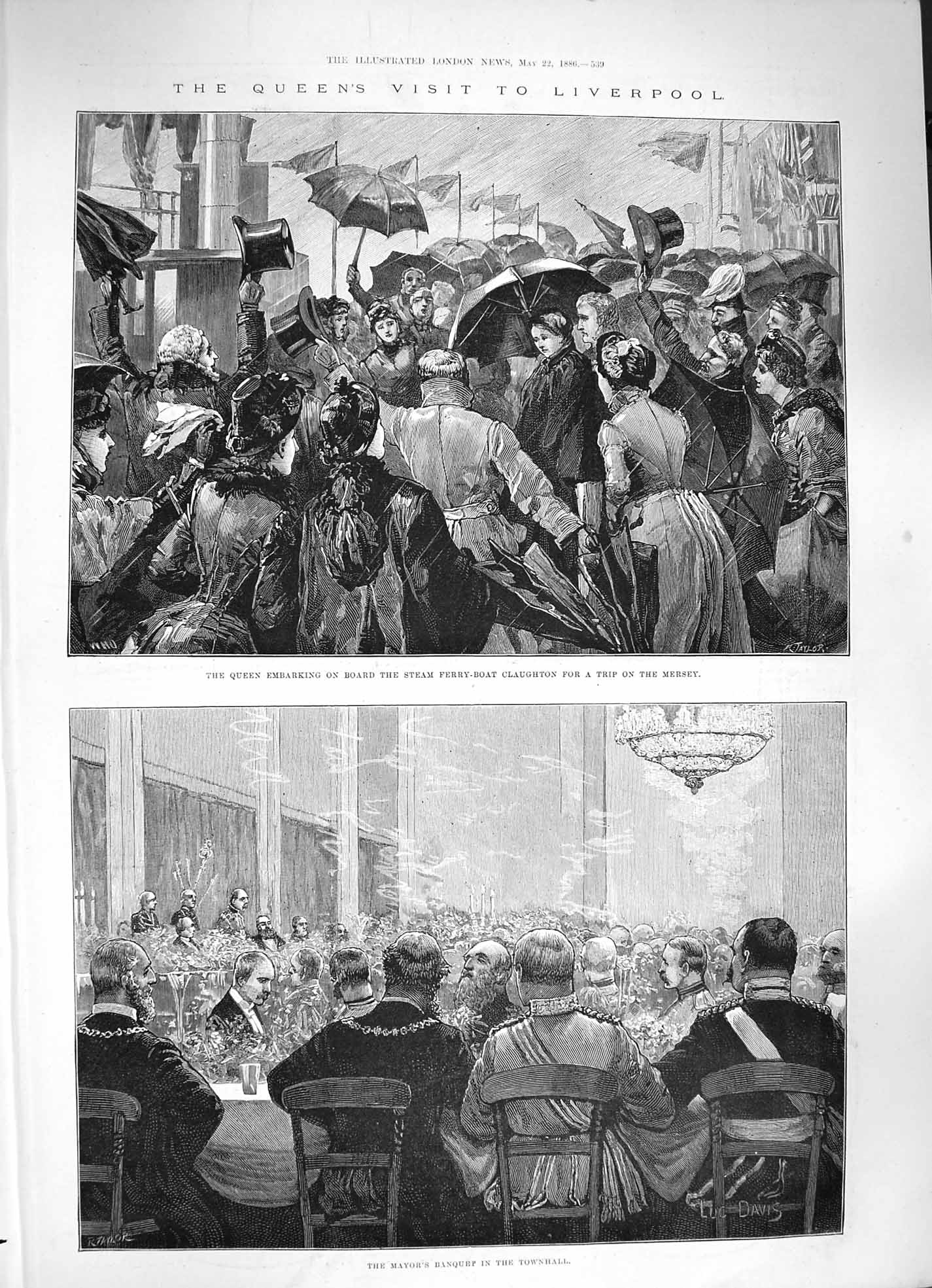 Original Old Antique Print 1886 Queen Liverpool Mayor Banquet Beechams Pills