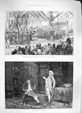 Original Old Antique Print 1886 Men Cartel Opening Putney Bridge Prince Wales