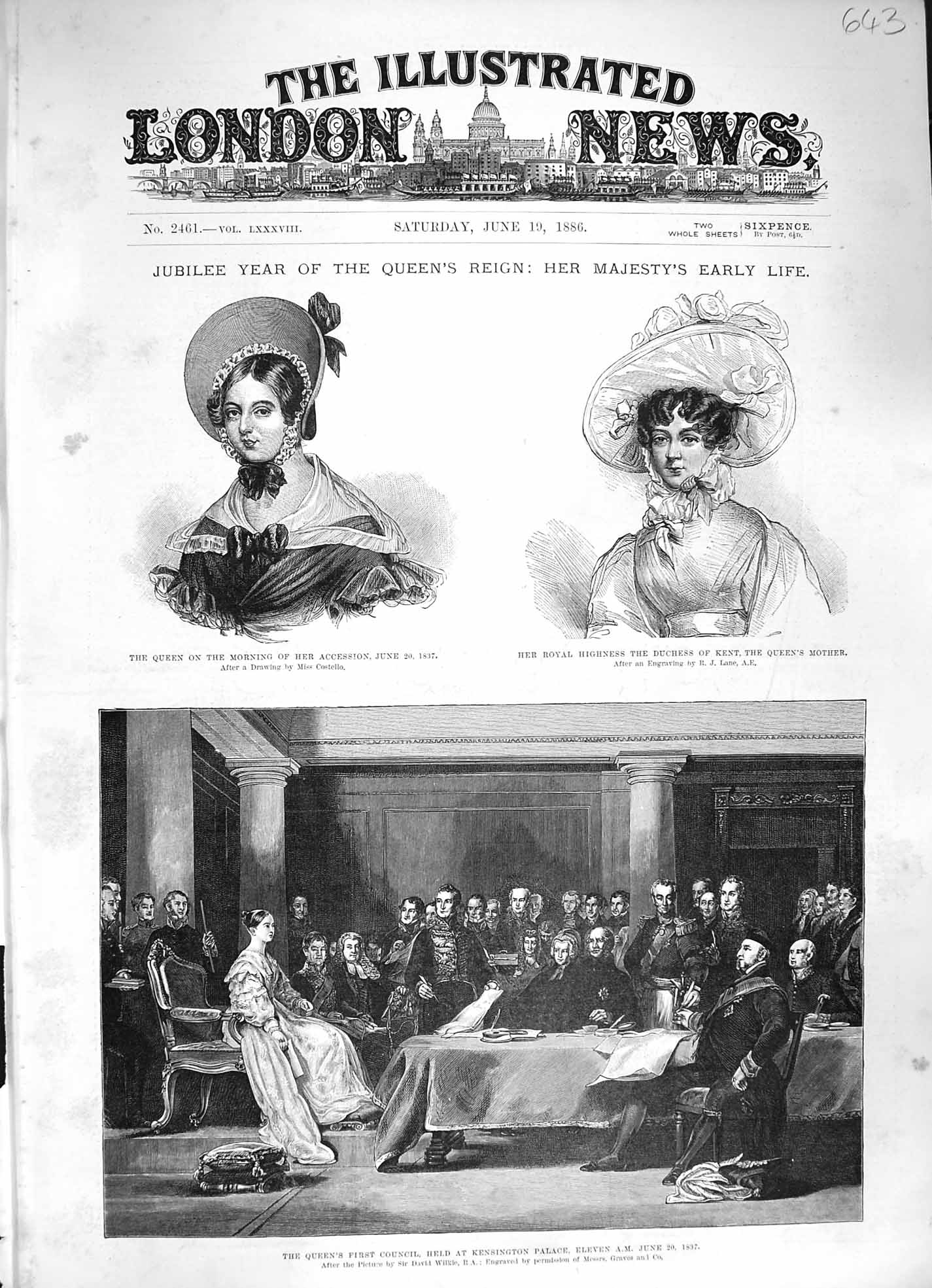 Old Antique Print 1886 Queen Jubilee Kensington Woolbrook James'S Palace 19th