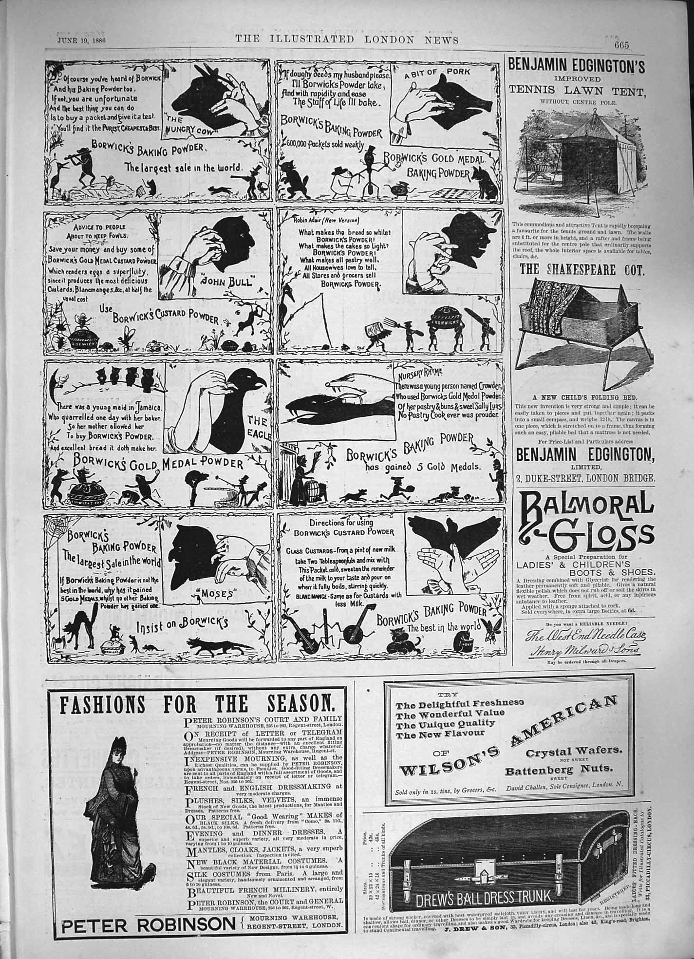 Original Old Antique Print 1886 Balmoral Gloss Borwick Baking Powder R Victorian