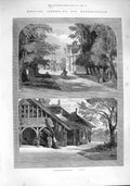 Old Antique Print 1887 Sandringham Dairy Church Dighton Probyn Lych Gate 19th