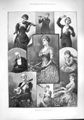 Original Old Antique Print 1887 Performances Amateur Concert Music Fine Art