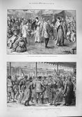 Original Old Antique Print 1887 Children Japanese Quadrille Lulgarian Zankoff