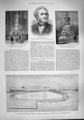Original Old Antique Print 1887 Adam Young Queen Anne Dutch Skating Rotterdam
