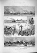 Old Antique Print 1887 British Navy River Niger Patani Slave Mputa Bush 19th