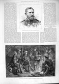 Original Old Antique Print 1887 General Boulanger Russian Siers Possiette Bay
