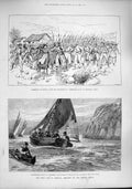Original Old Antique Print 1887 Rent War Ireland Police Hookers Glenbeigh Kerry