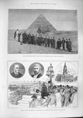 Old Antique Print 1887 Prince Italy Pyramids Egypt Birkenhead Mayor Clerk 19th