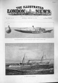 Old Antique Print 1887 Ship H.M. Torpedo Gun-Boat Rattlesnake Submarine 19th