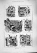 Old Antique Print 1887 London Inns Queenshead Paul Pindar Fox Hill George 19th