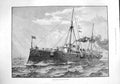 Original Old Antique Print 1887 H.M.S. Mersey Swift Cruiser Ship 19th