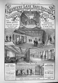 Original Old Antique Print 1887 Advertisement Chancery Lane Safe Deposit Rooms